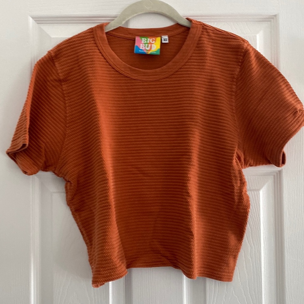 Big Bud Press Honeycomb Crop Top in Orange, Size XS